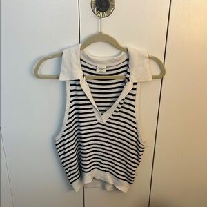 Abercrombie and Fitch Striped Sleeveless Collared Top